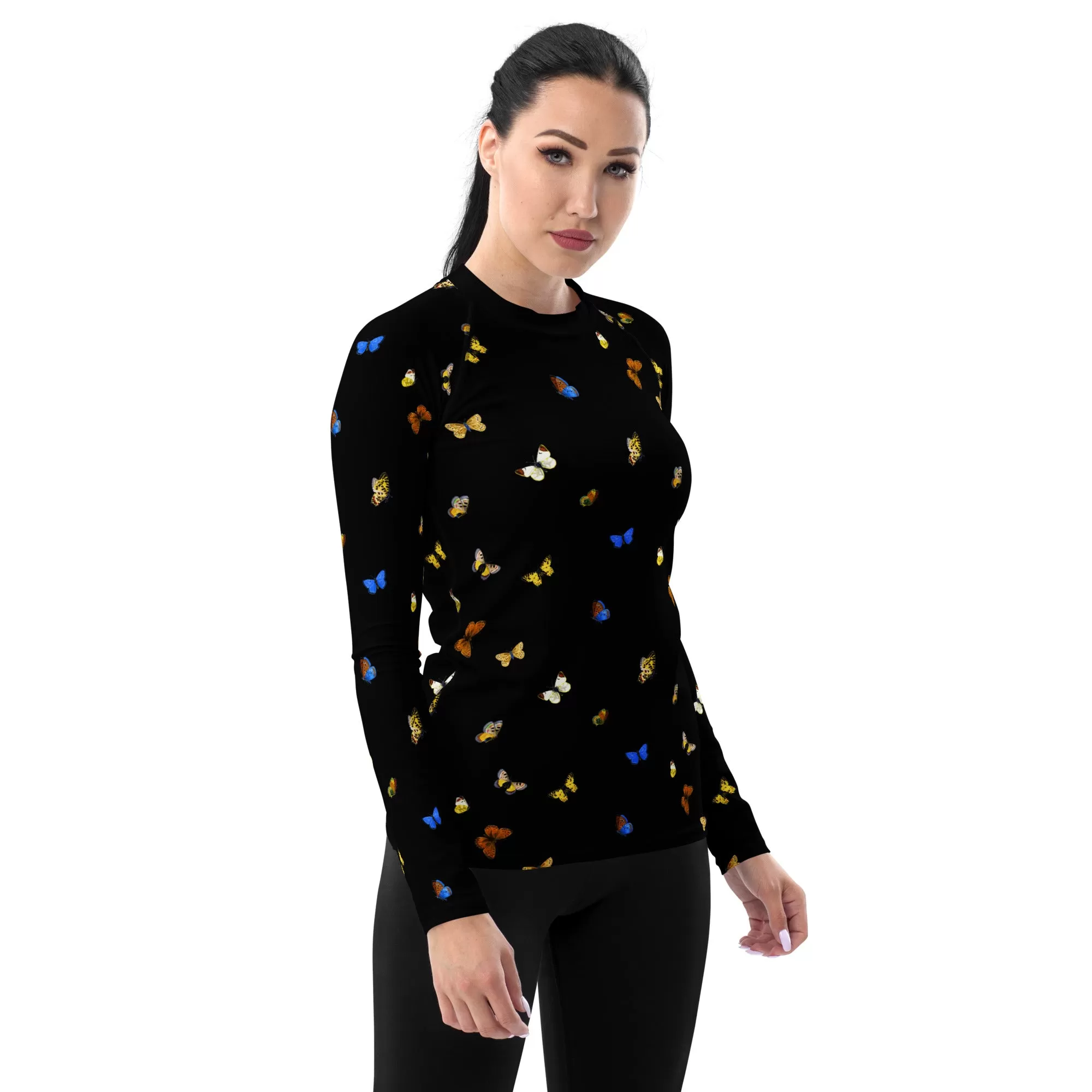 Butterfly Print Women's Rash Guard