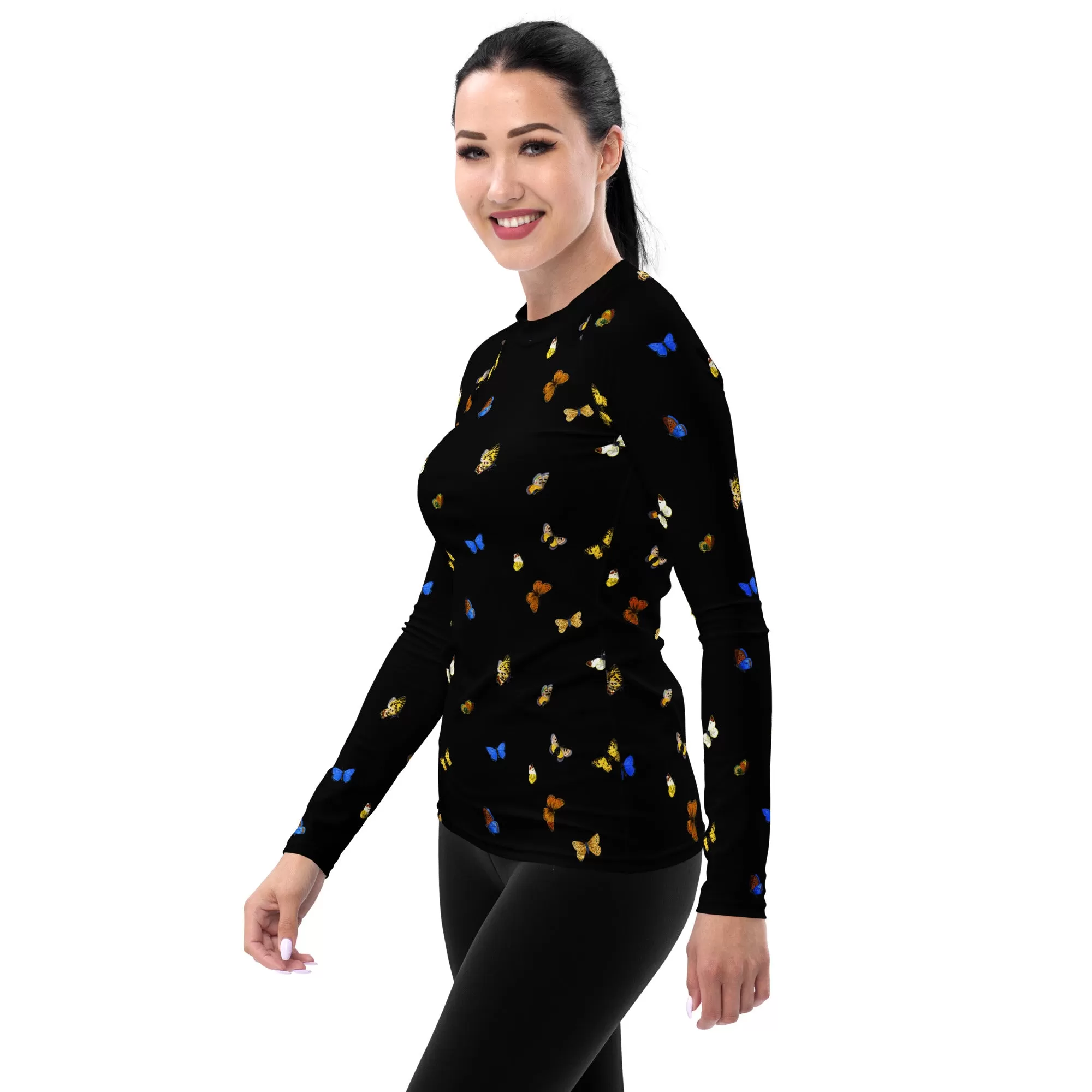 Butterfly Print Women's Rash Guard