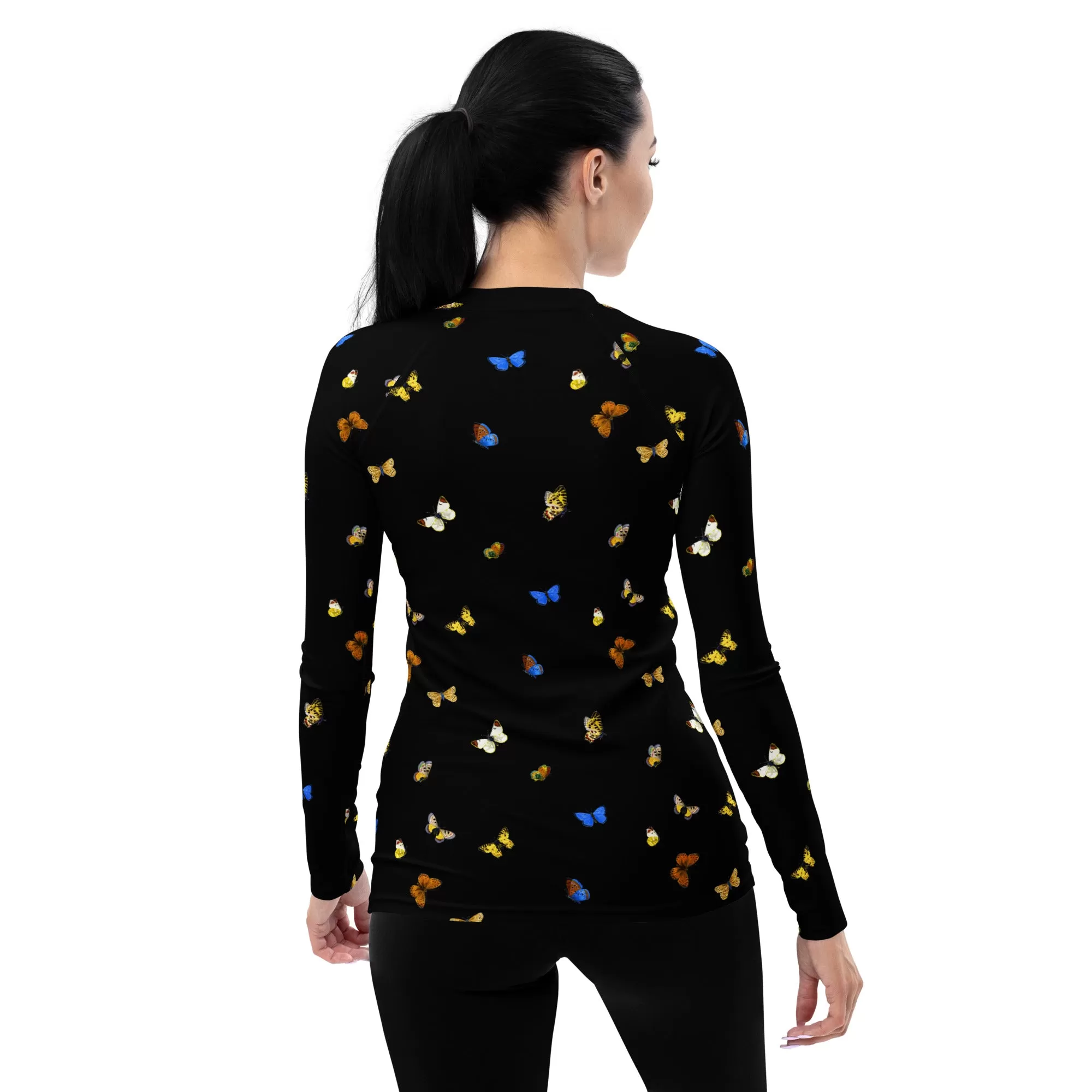 Butterfly Print Women's Rash Guard