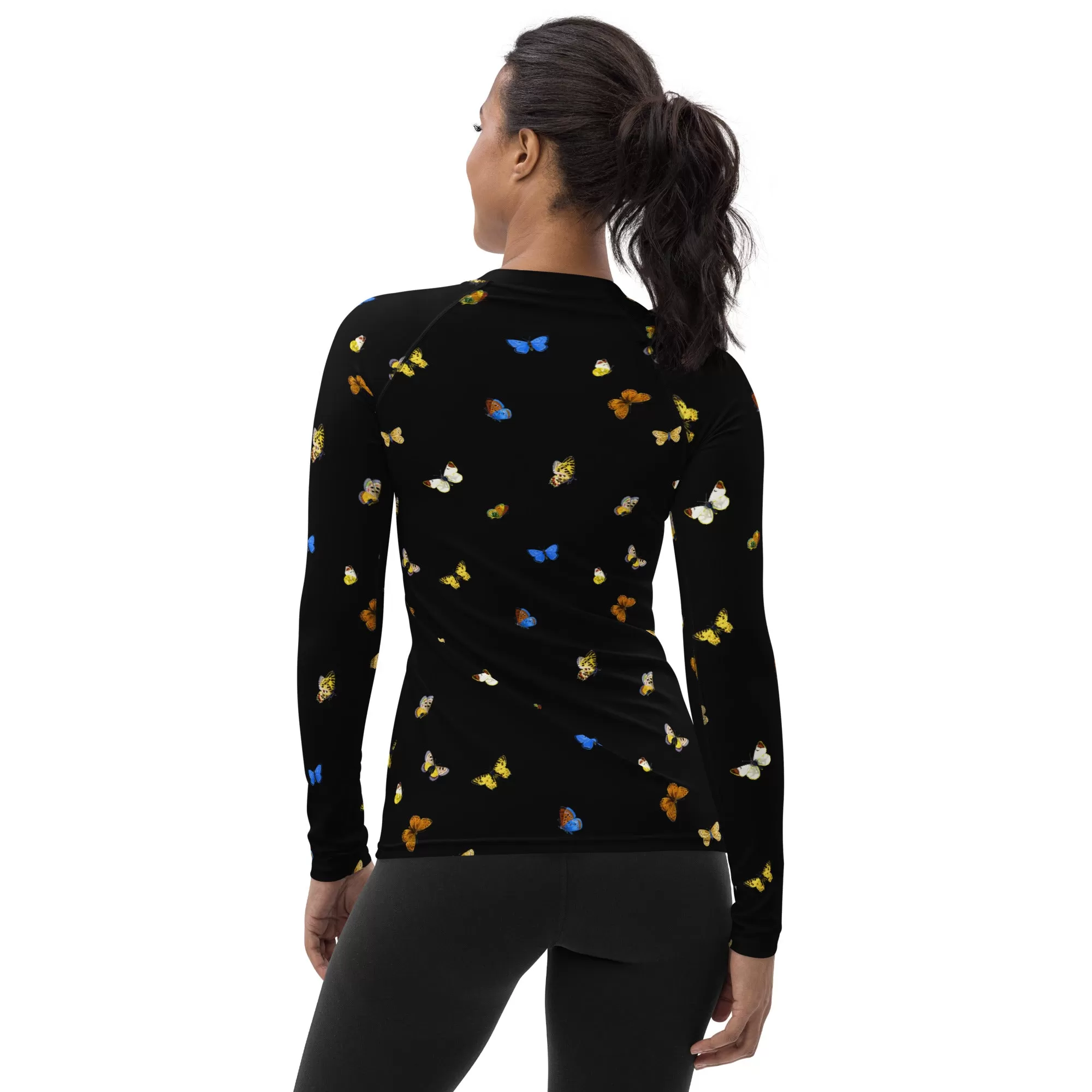 Butterfly Print Women's Rash Guard