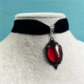 Cameo Pendant Choker Velvet Necklace