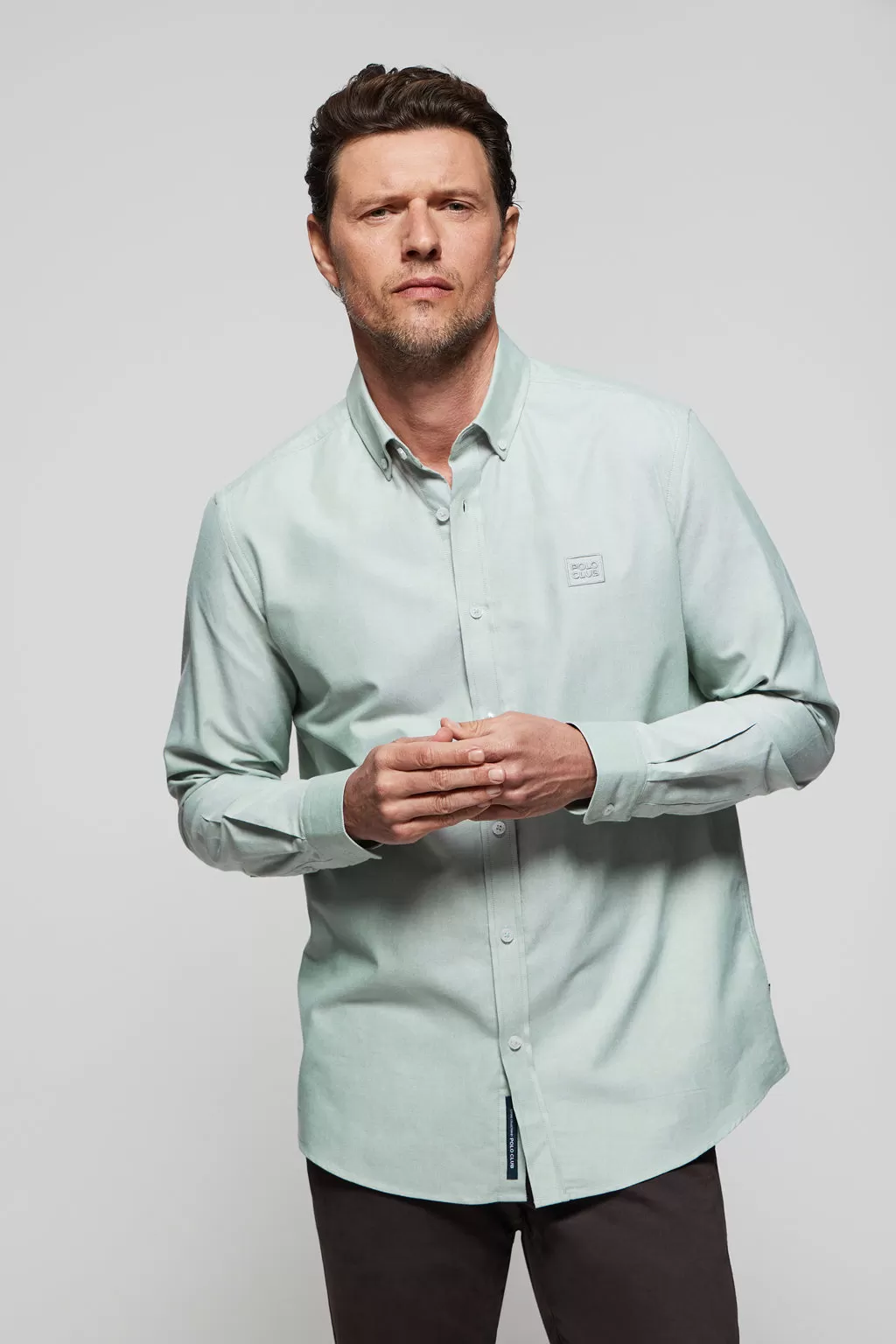 Camisa Oxford verde jade con logo Polo Club