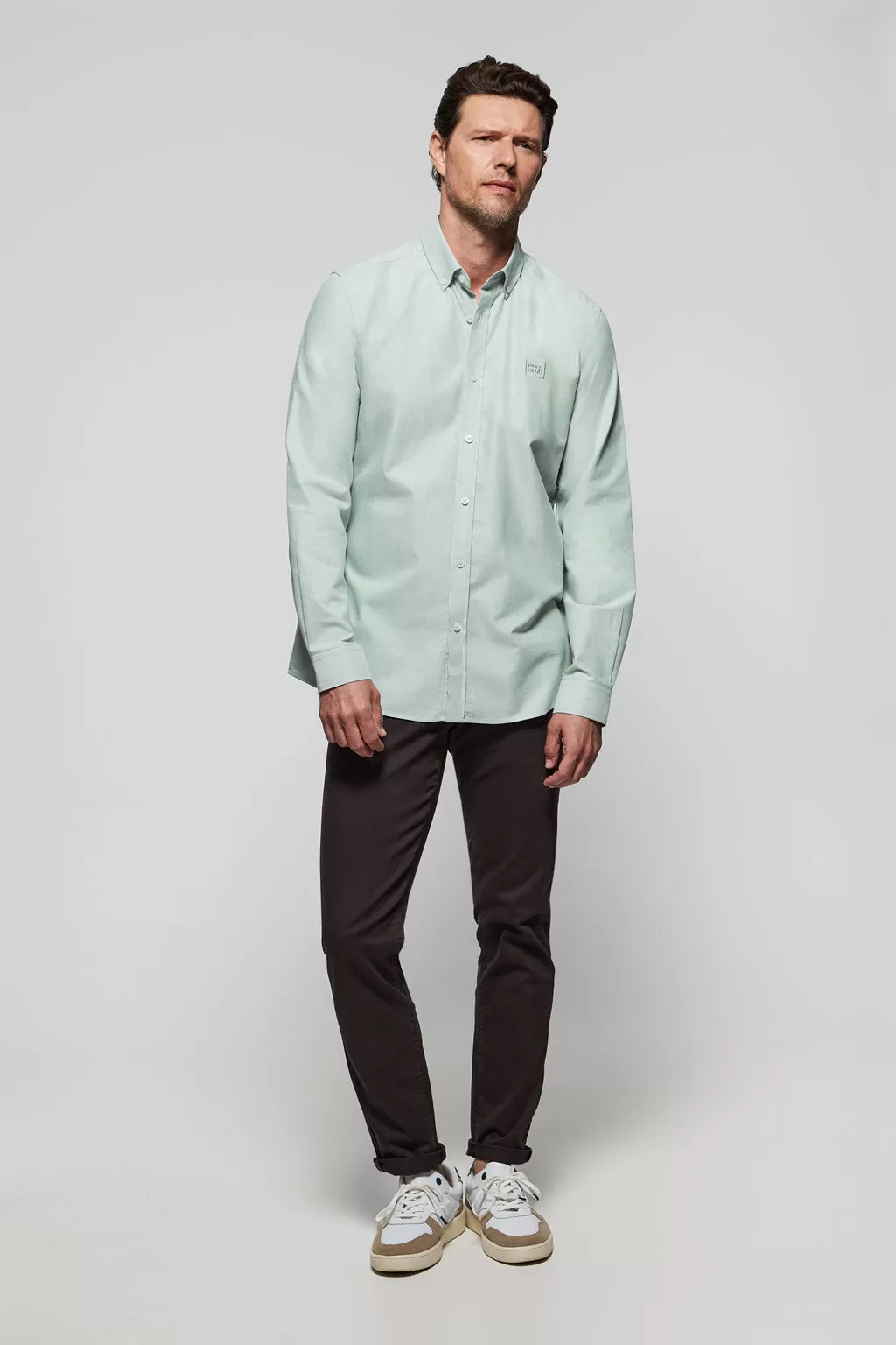 Camisa Oxford verde jade con logo Polo Club