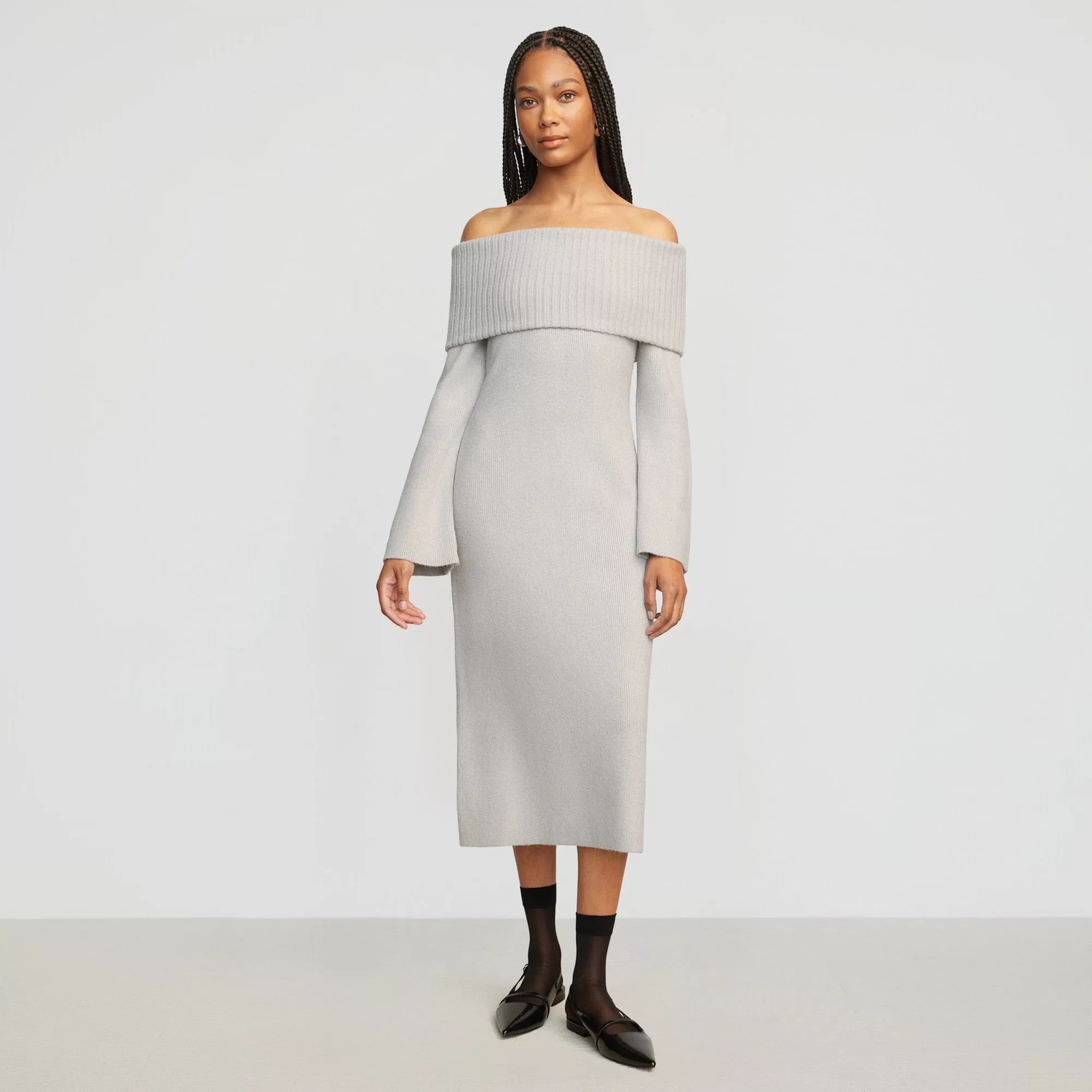 Cara Ribbed Foldover Sweater Dress