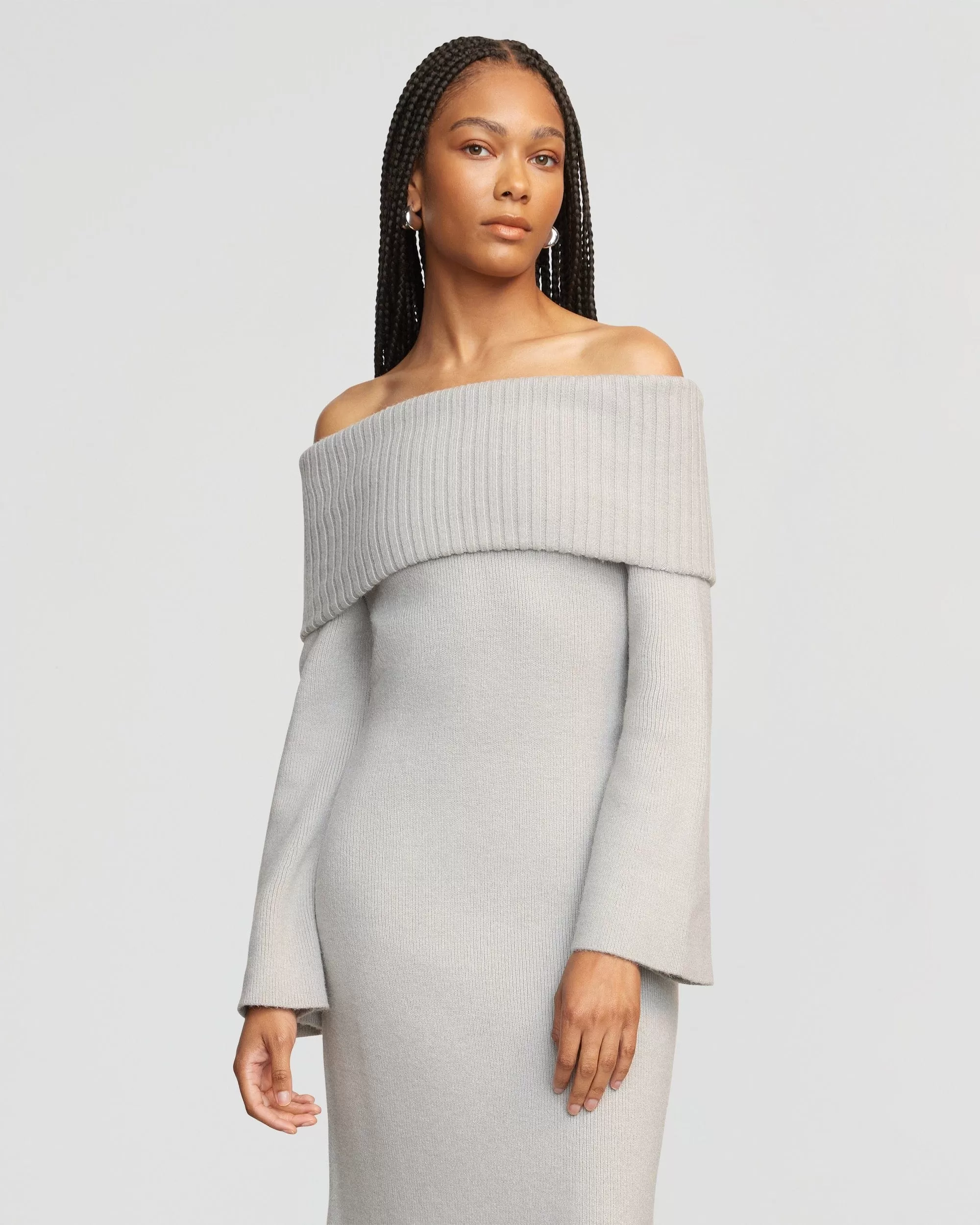 Cara Ribbed Foldover Sweater Dress