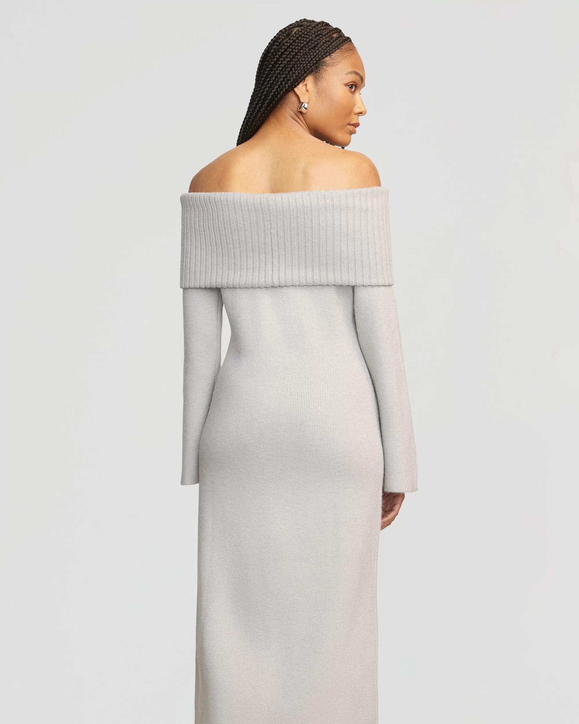 Cara Ribbed Foldover Sweater Dress