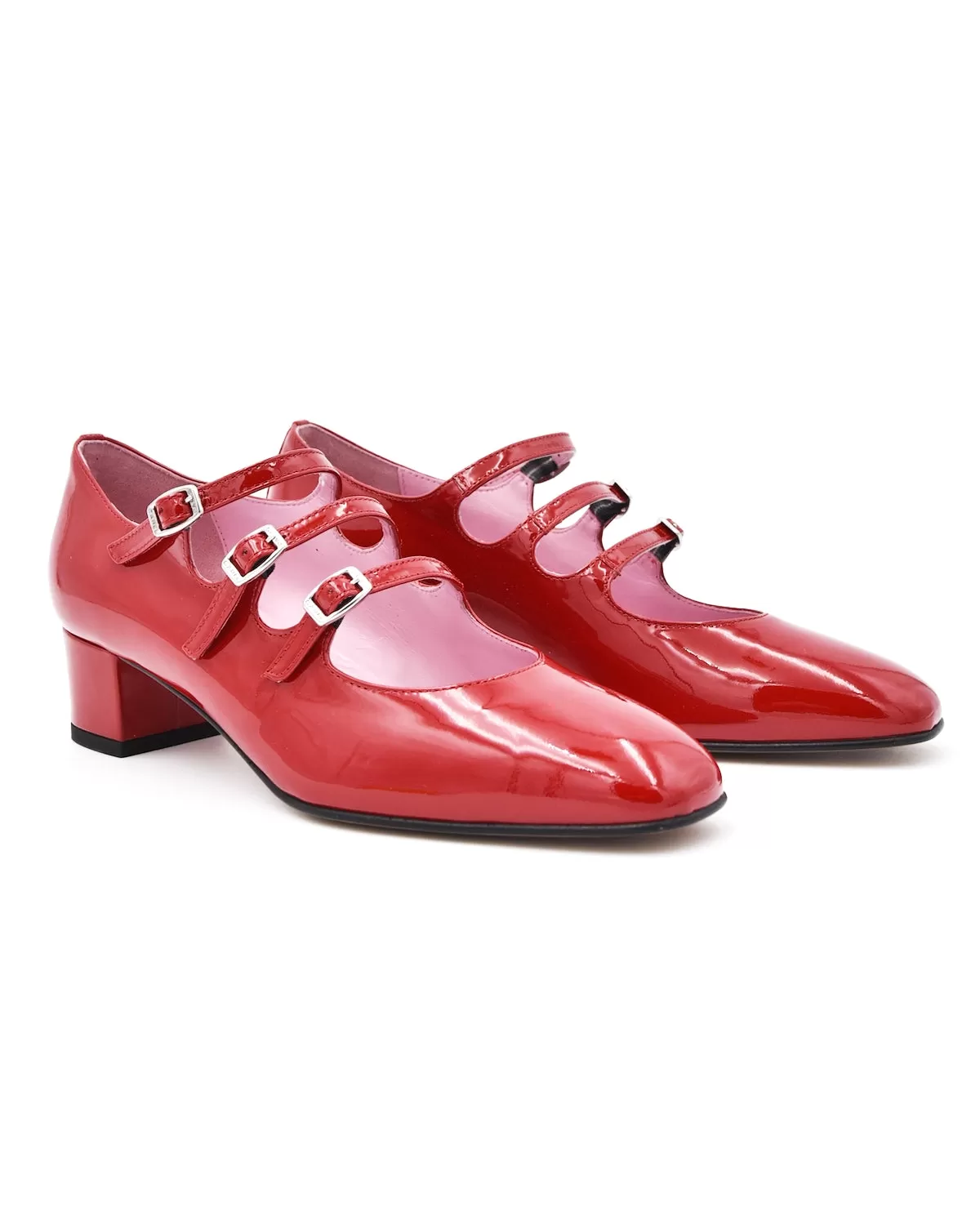 Carel Kina Red Three Strap Mary Jane