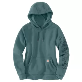 'Carhartt' Women's Rain Defender Midweight Graphic Hoodie - Sea Pine