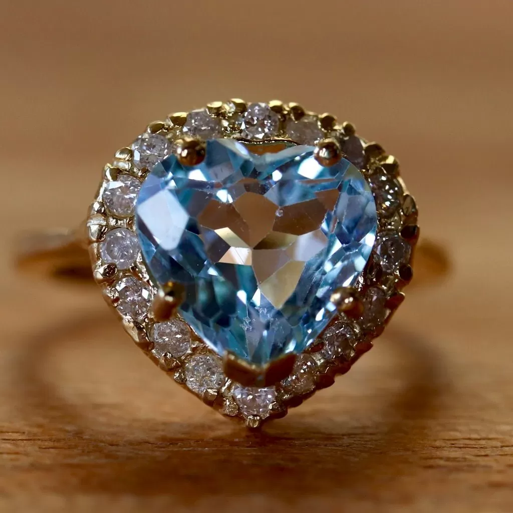 Chantilly 14k Gold, Blue Topaz and Diamond Ring