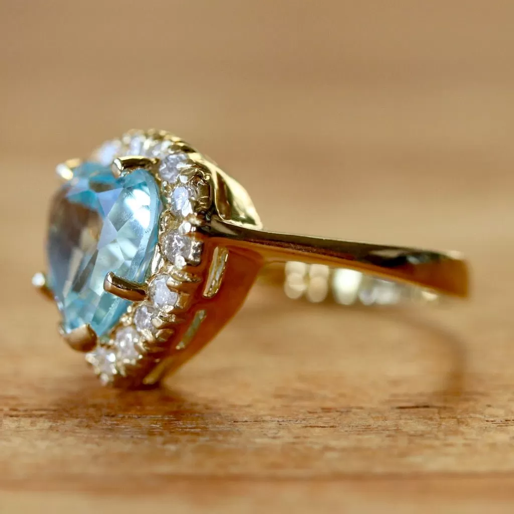 Chantilly 14k Gold, Blue Topaz and Diamond Ring