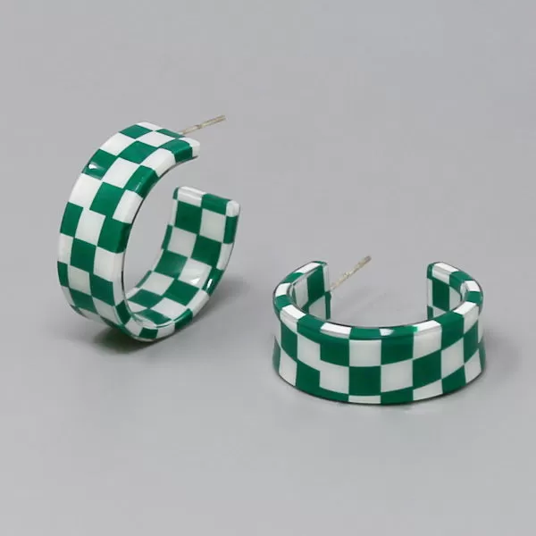 Checkered Acetate Hoop Earrings