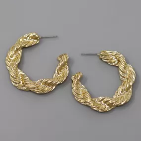 Chunky Rope Metal Hoop Earrings