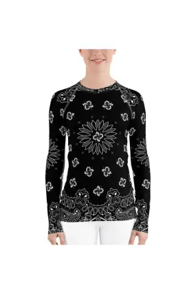 Classic Black Bandana Women's Rash Guard