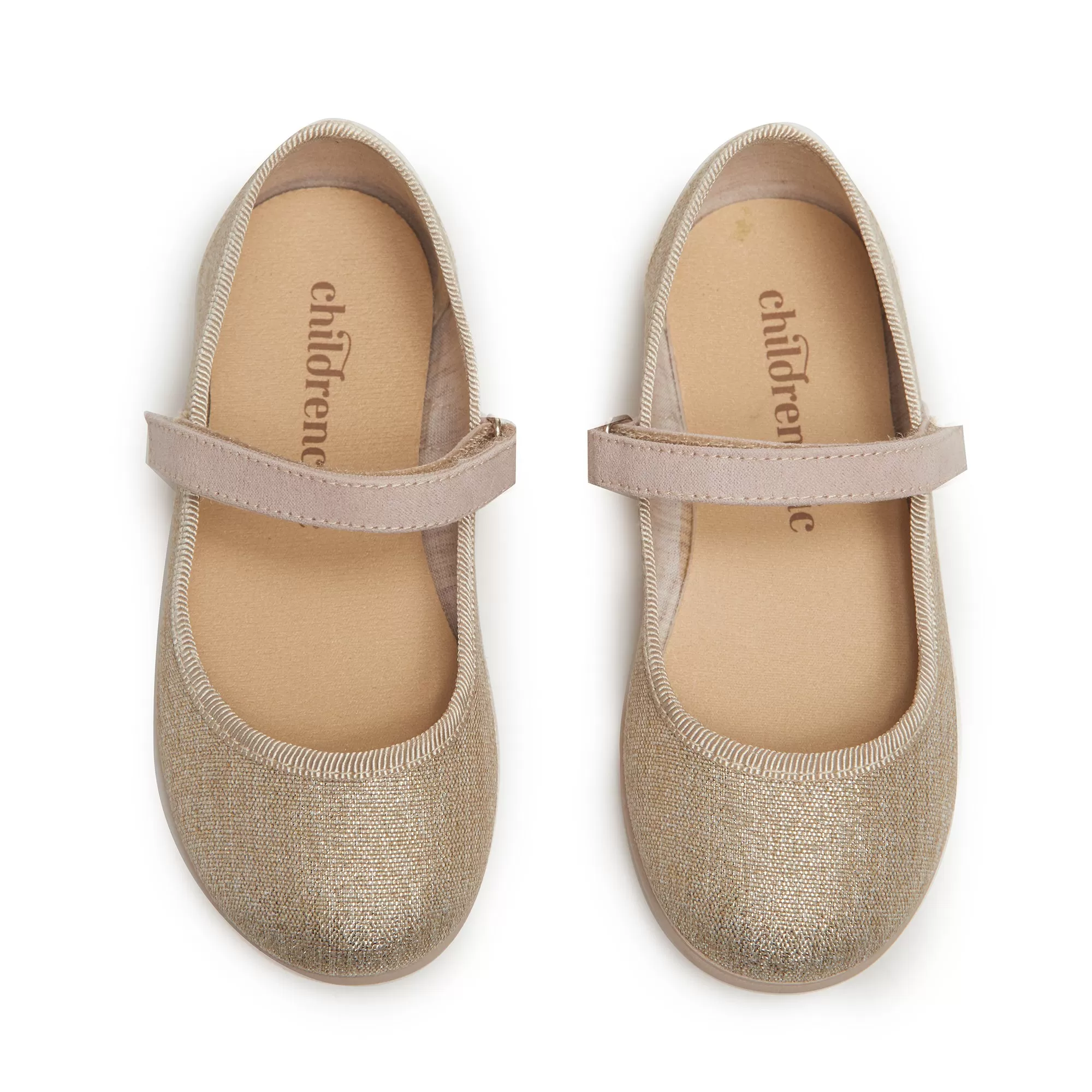 Classic Canvas Mary Janes in Shimmer Gold