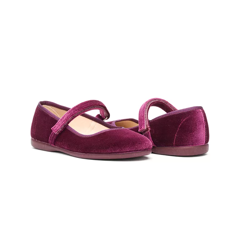 Classic Velvet Mary Janes in Plum