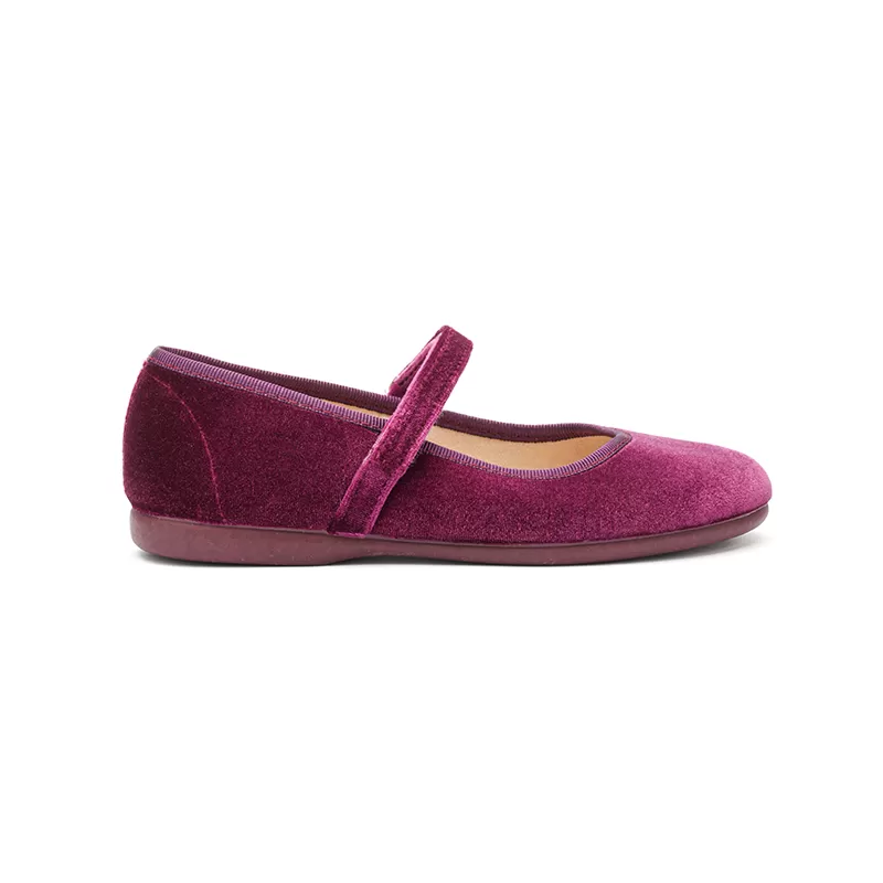 Classic Velvet Mary Janes in Plum