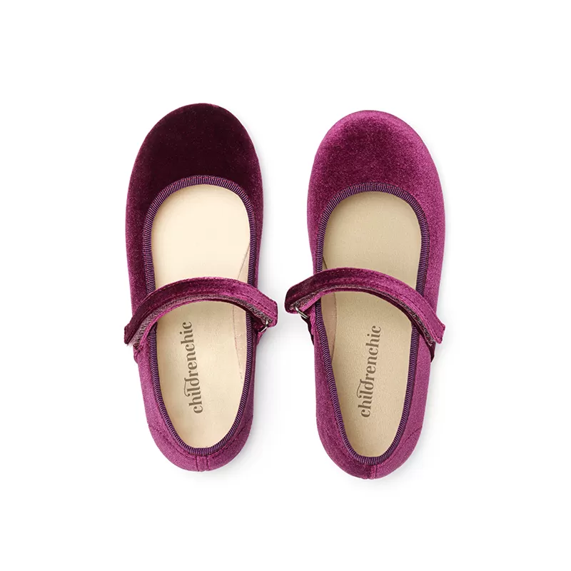 Classic Velvet Mary Janes in Plum