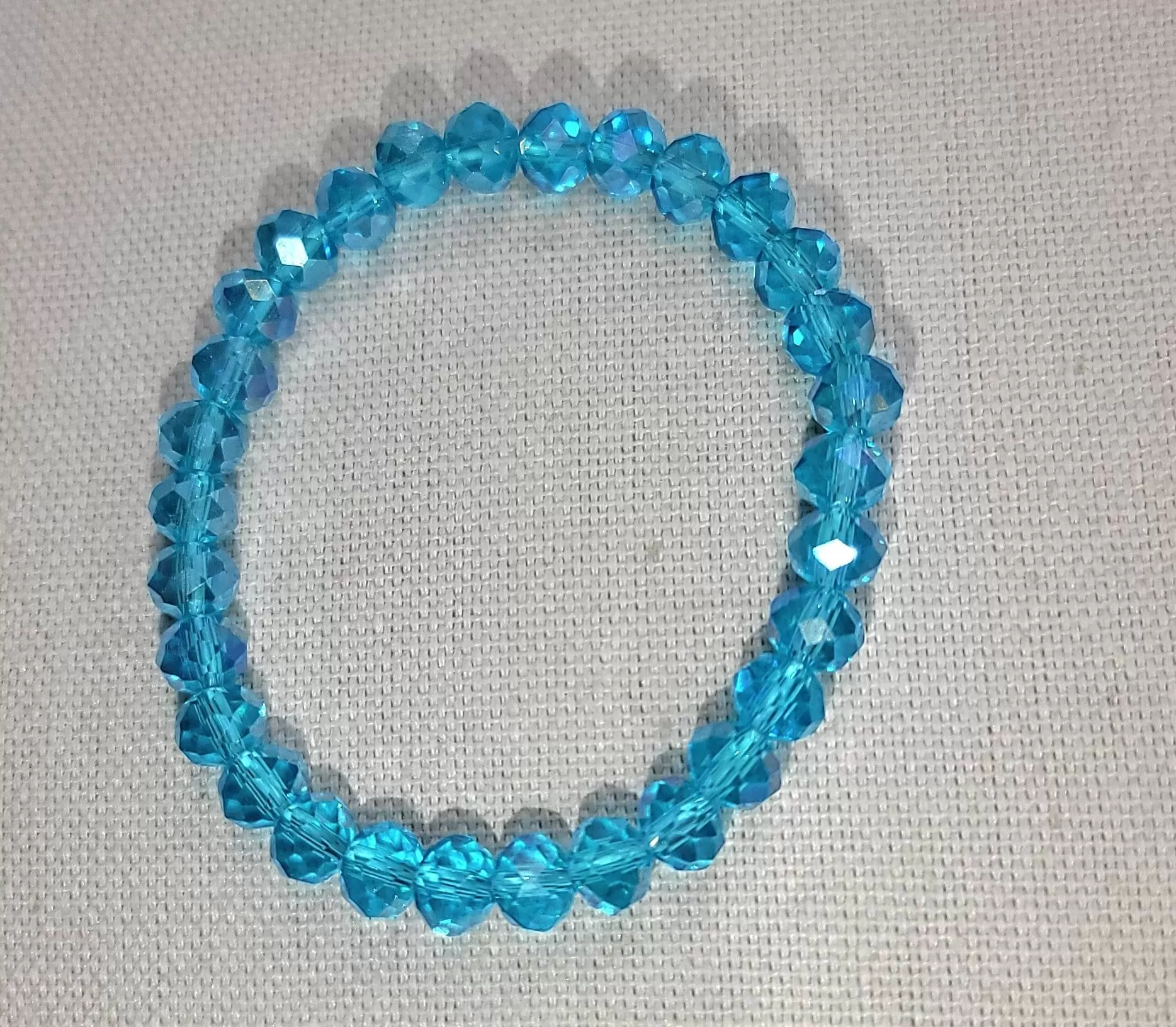 Clear Turquoise Blue Crystal Stretch Bracelet