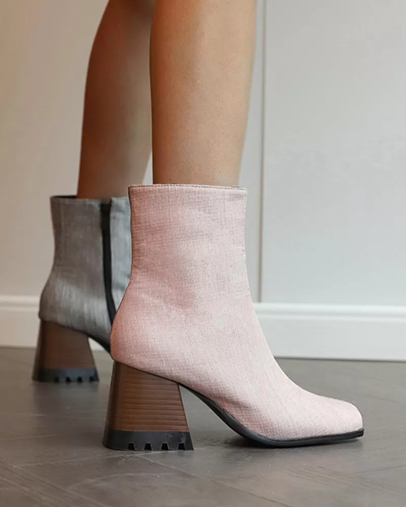 Color-Blocking Ankle Boots