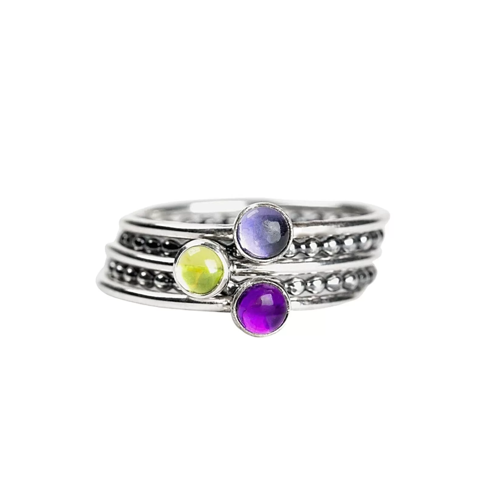 Colorful Stacking Gemstone Rings Set Of 5