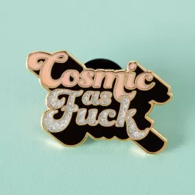 Cosmic as Fuck Peach and Black Enamel Pin