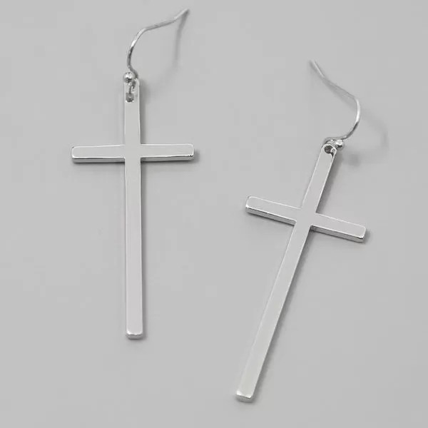 Cross Metal Drop Earrings