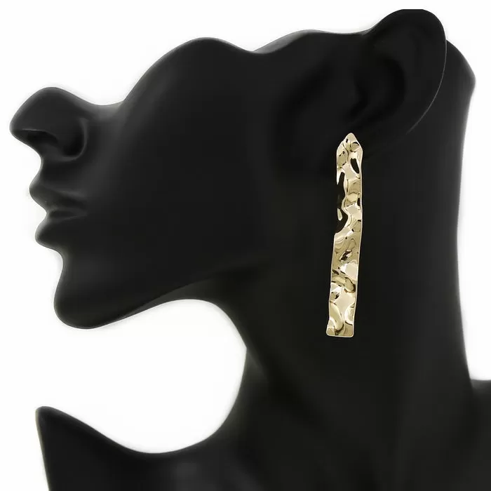 Crumpled Metal Bar Earrings