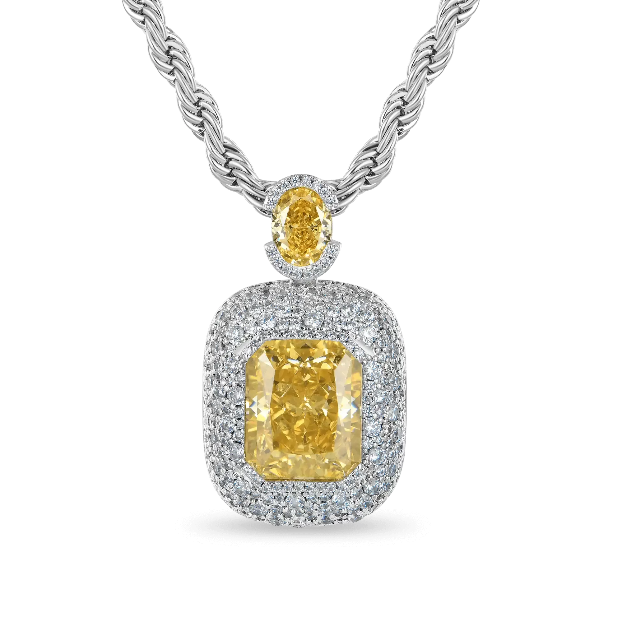 Crushed Ice Emerald Cut Pendant