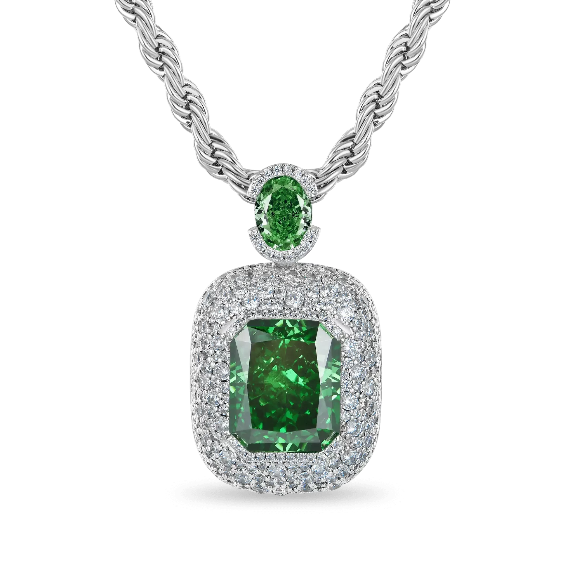 Crushed Ice Emerald Cut Pendant