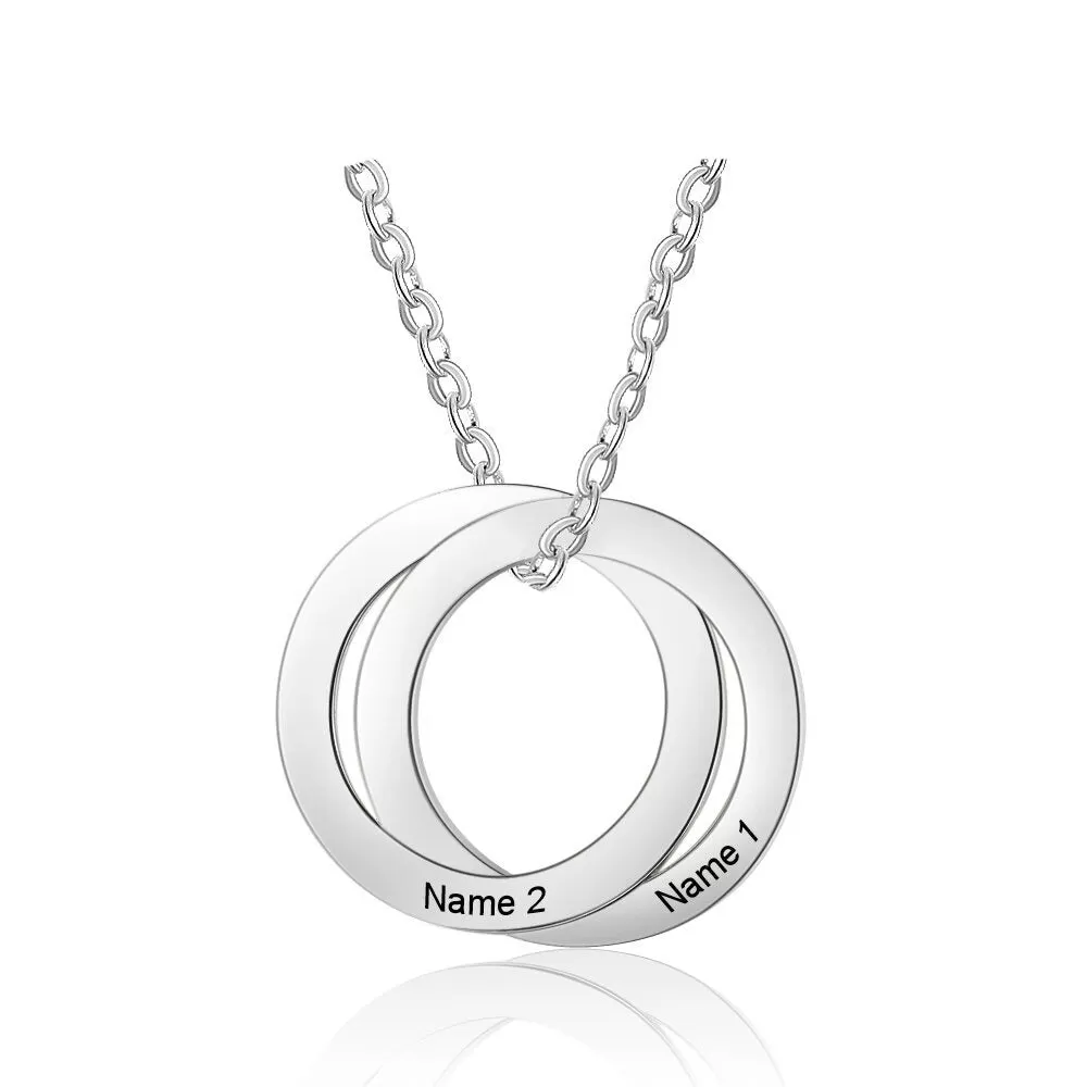 Customized 2 Names Circle Necklaces