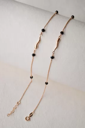 Cute Wave Rose Gold Plated Sterling Silver Anklet