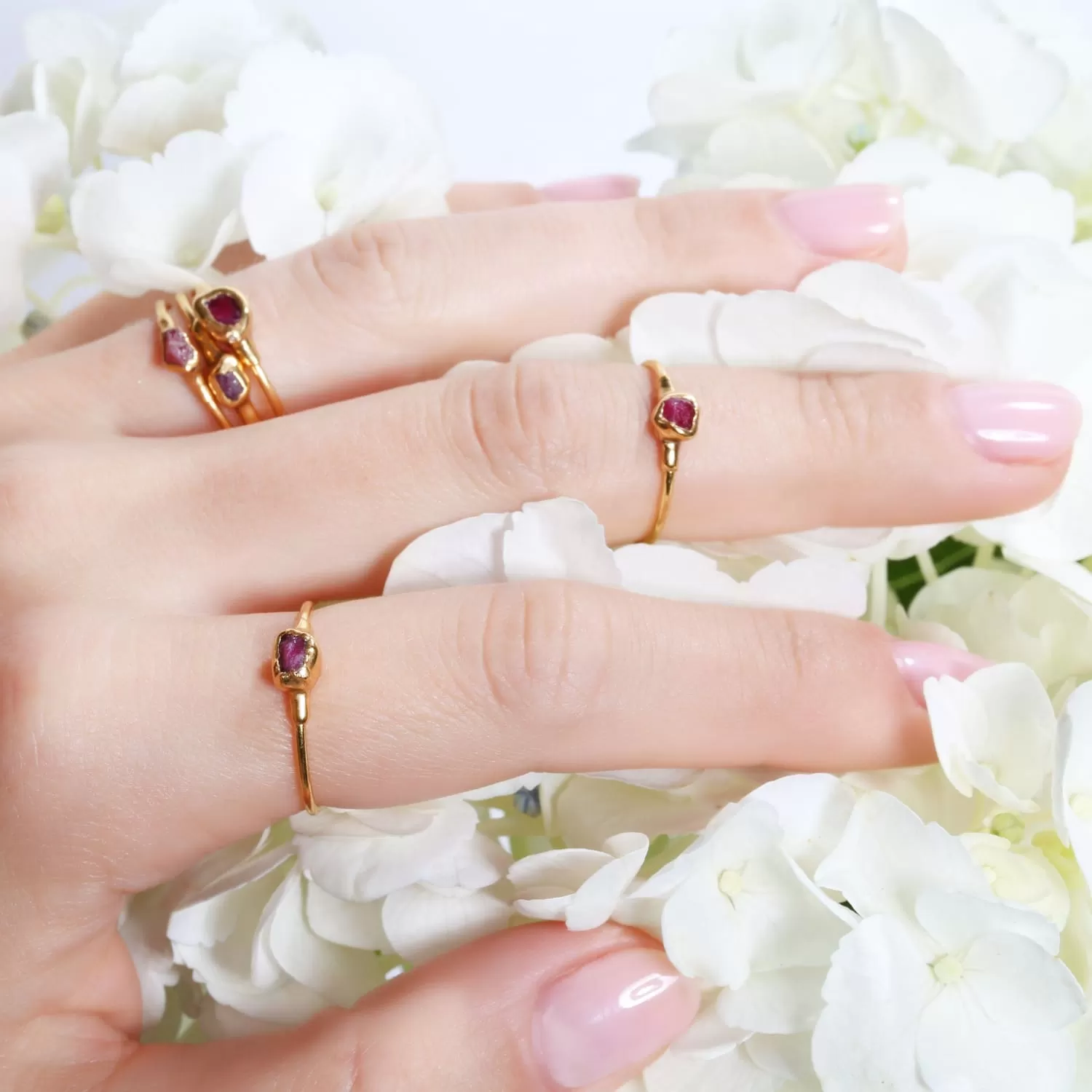 Dainty Raw Ruby Ring in Rose Gold