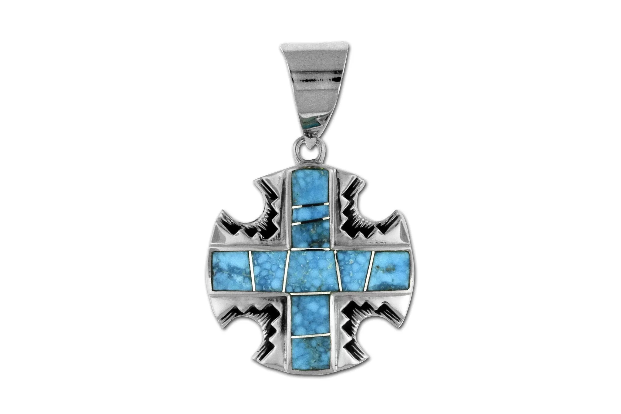 David Rosales Kingman Turquoise Cross Pendant