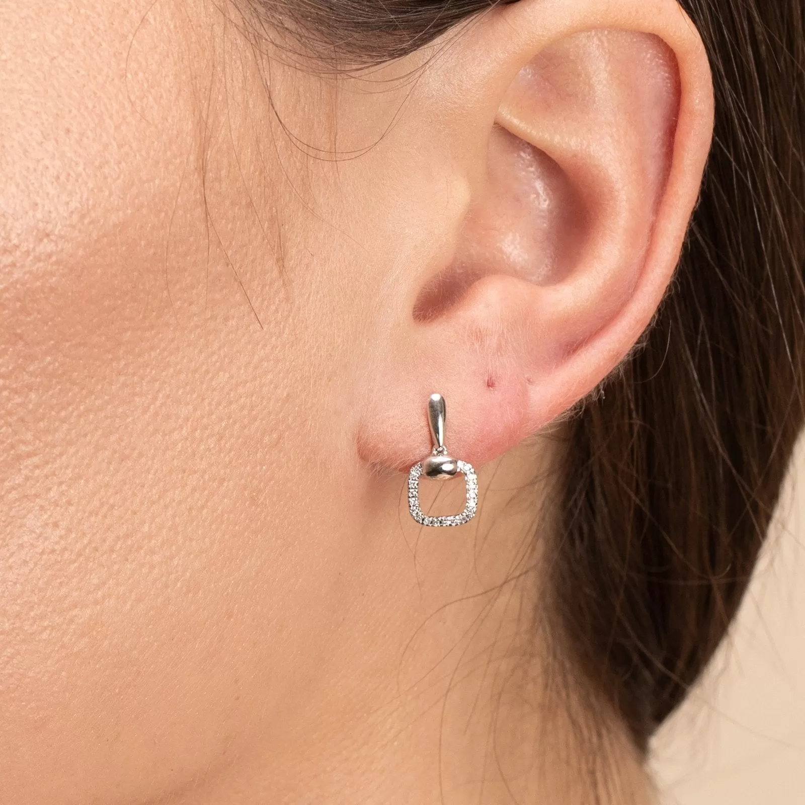 Delicate Diamond Outline Drop Earrings