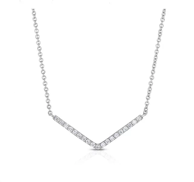 Diamond Chevron Necklace in White Gold