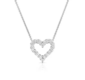 Diamond Heart Pendant in White Gold