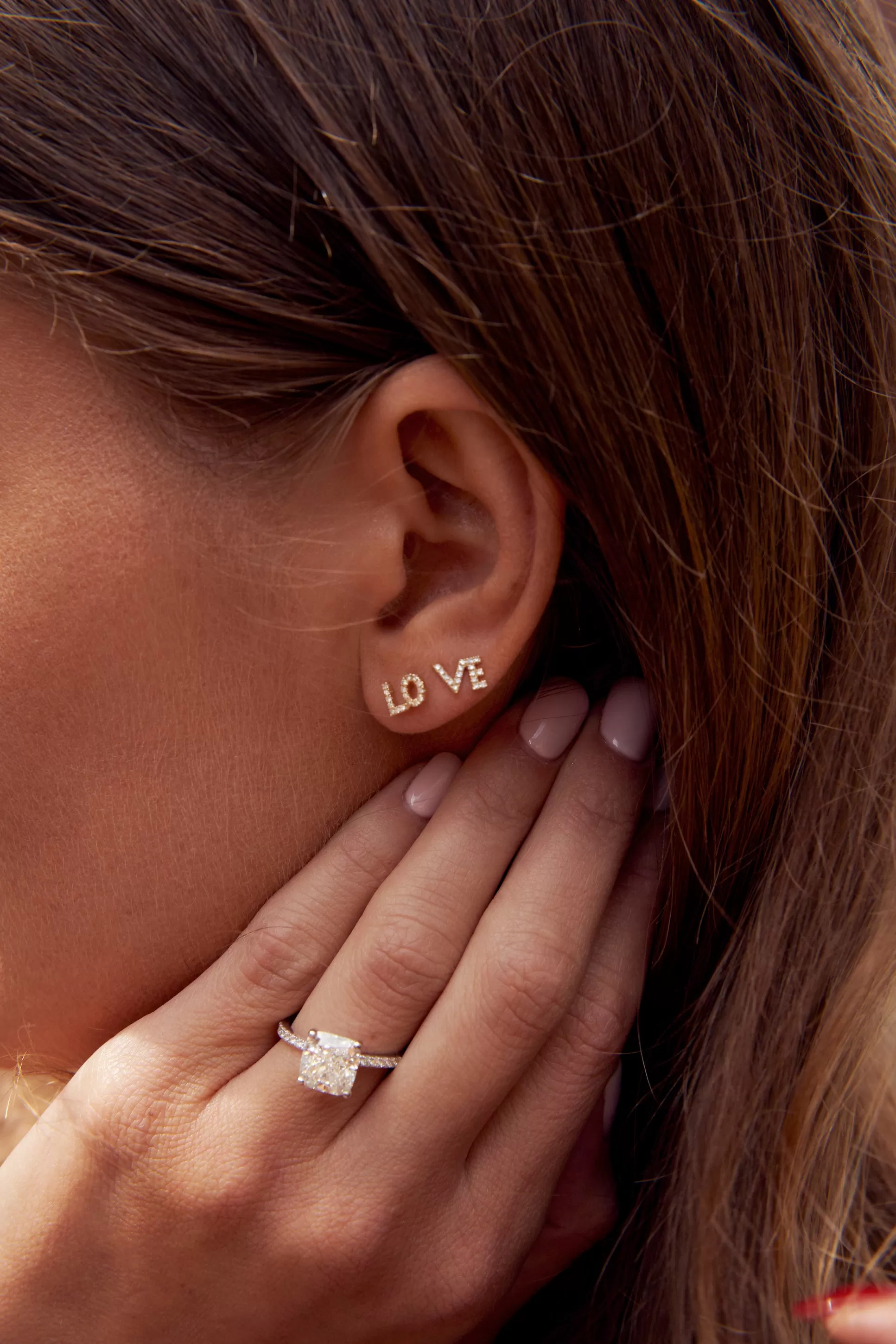 Diamond LOVE Studs