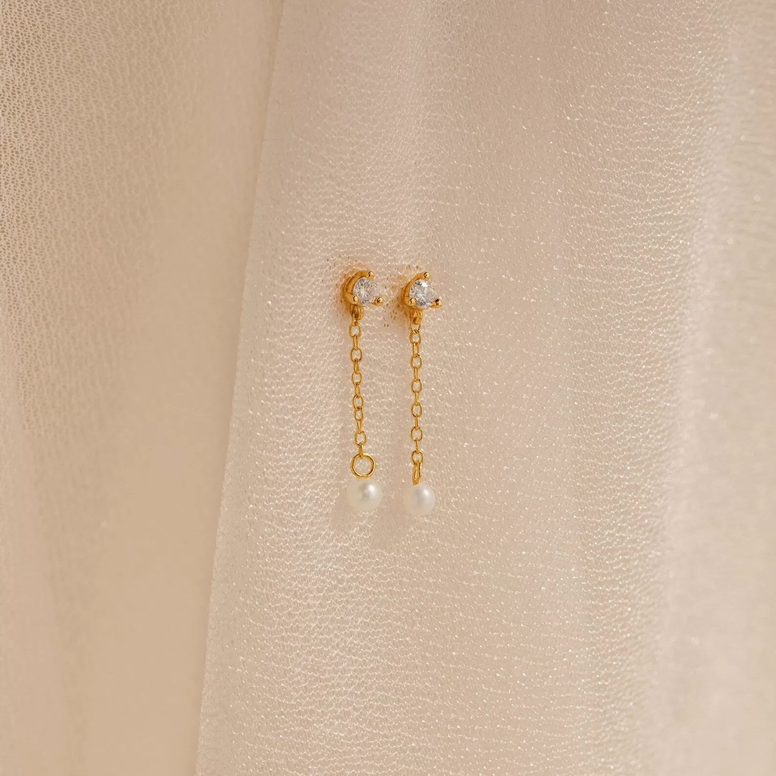 Diamond Pearl Drop Earrings