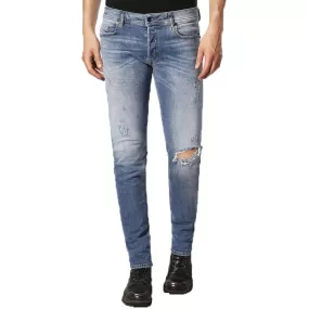 Diesel Sleenker 084GL Distressed Skinny Jeans - Light Blue