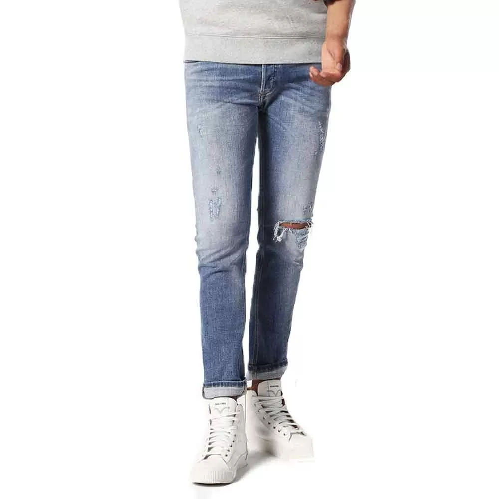 Diesel Sleenker 084GL Distressed Skinny Jeans - Light Blue