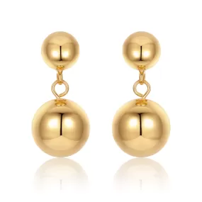 Dual Gold Balls Drop Earrings