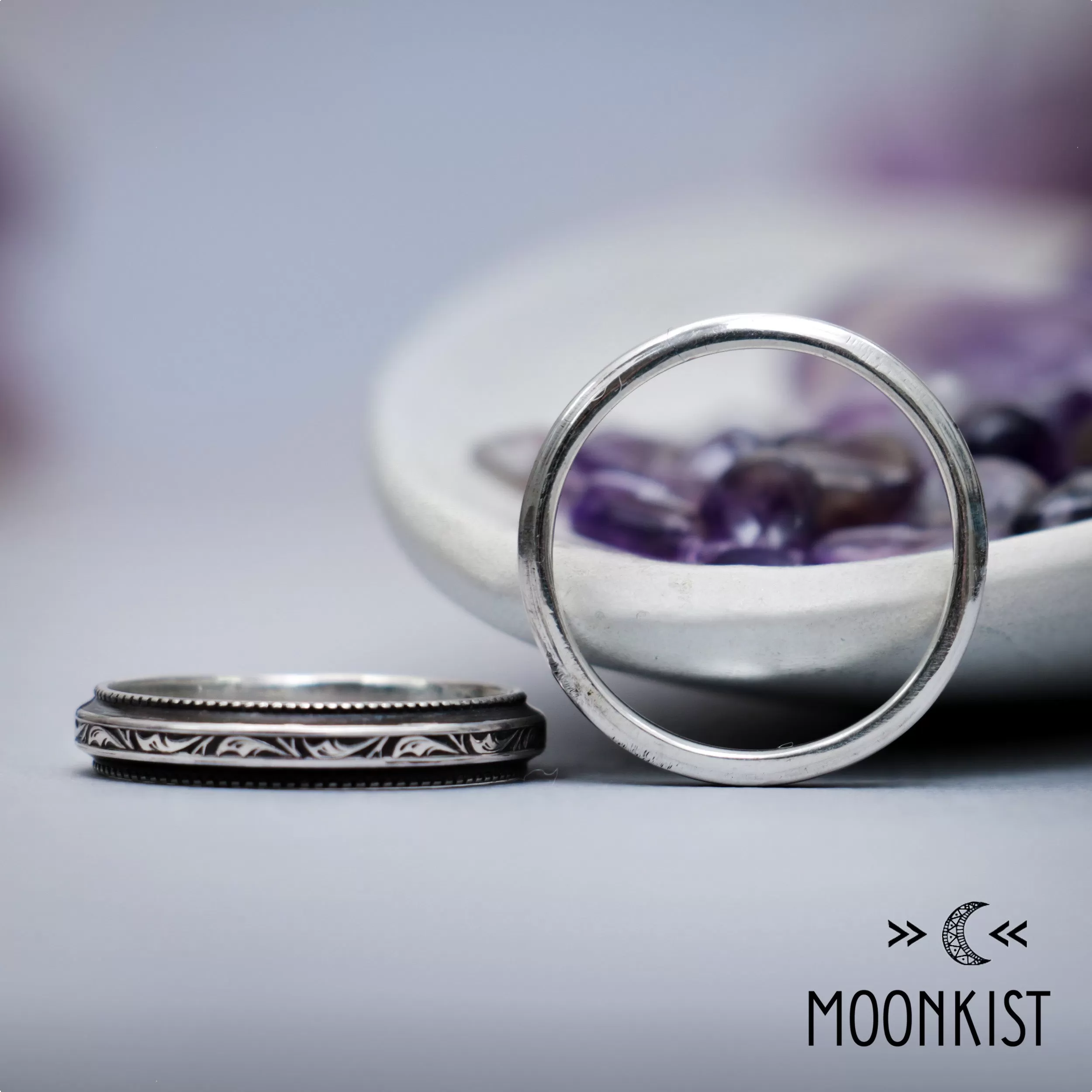 Edwardian Vintage Inspired Wedding Ring Set | Moonkist Designs