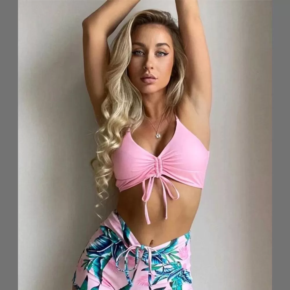 Elegant sexy 2 piece tank top and shorts set swimwear