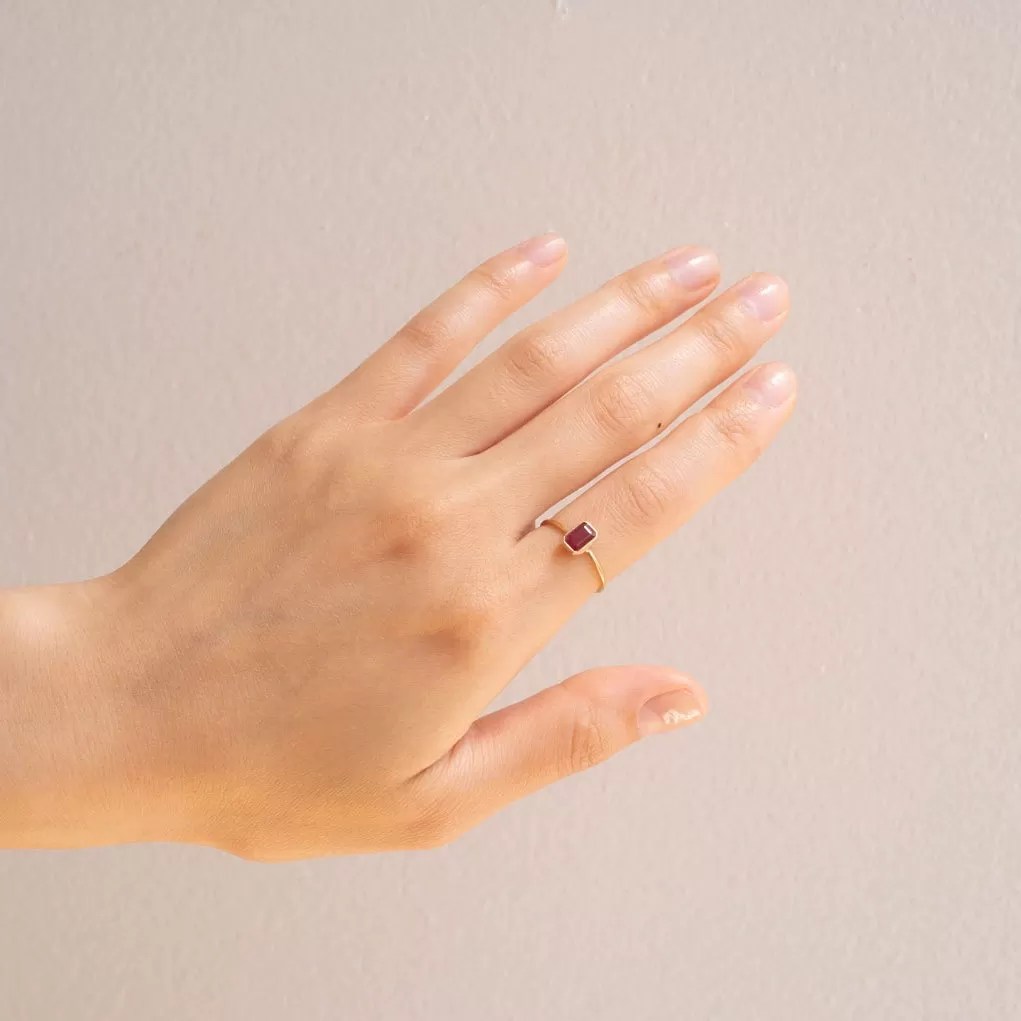 Emerald Cut Ruby Wisp Ring