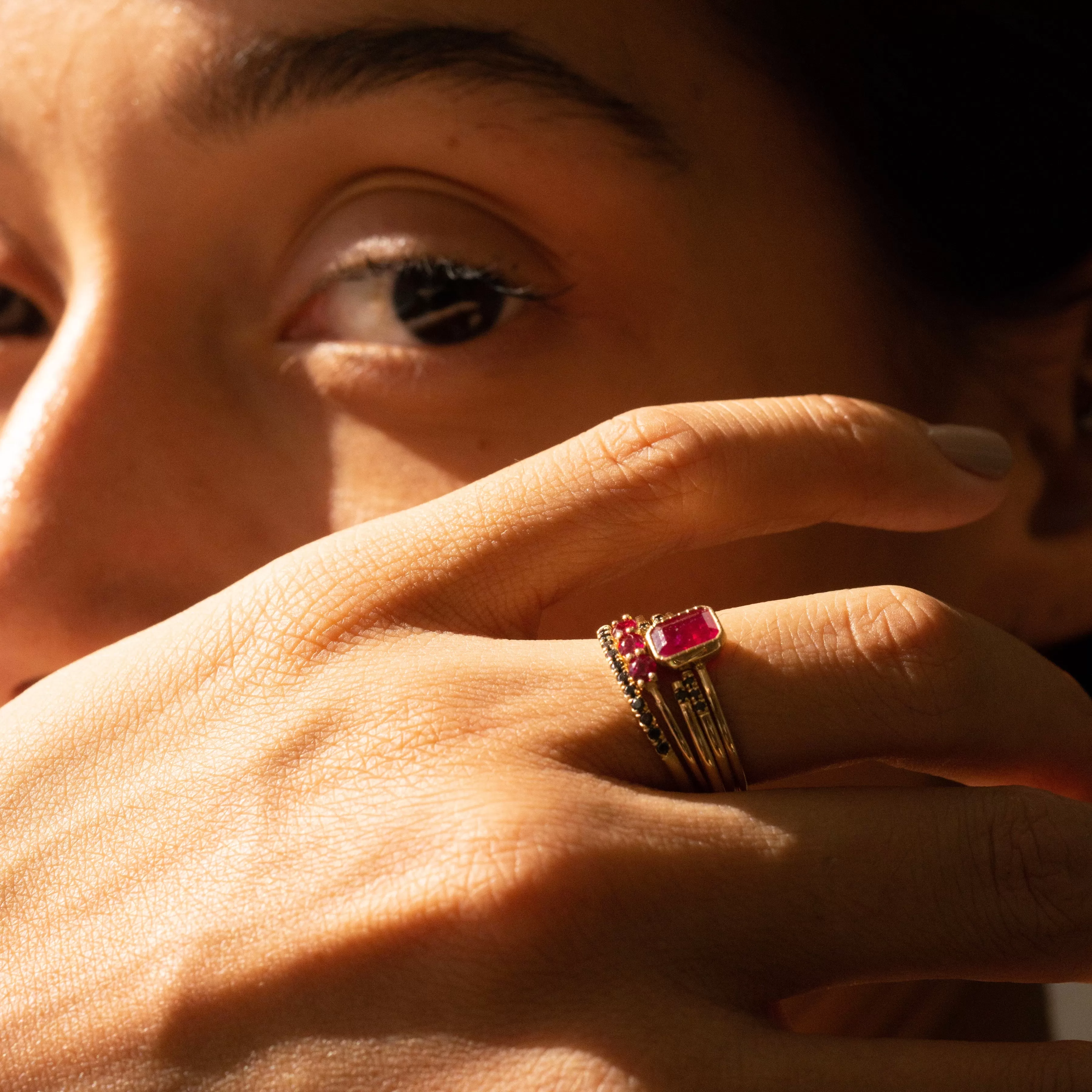 Emerald Cut Ruby Wisp Ring