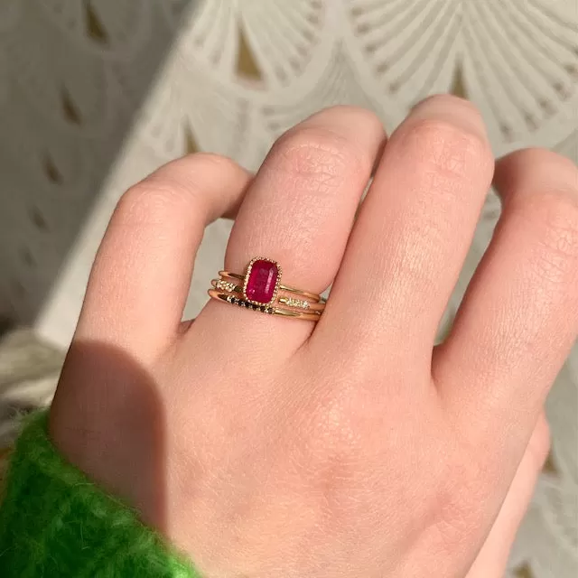 Emerald Cut Ruby Wisp Ring