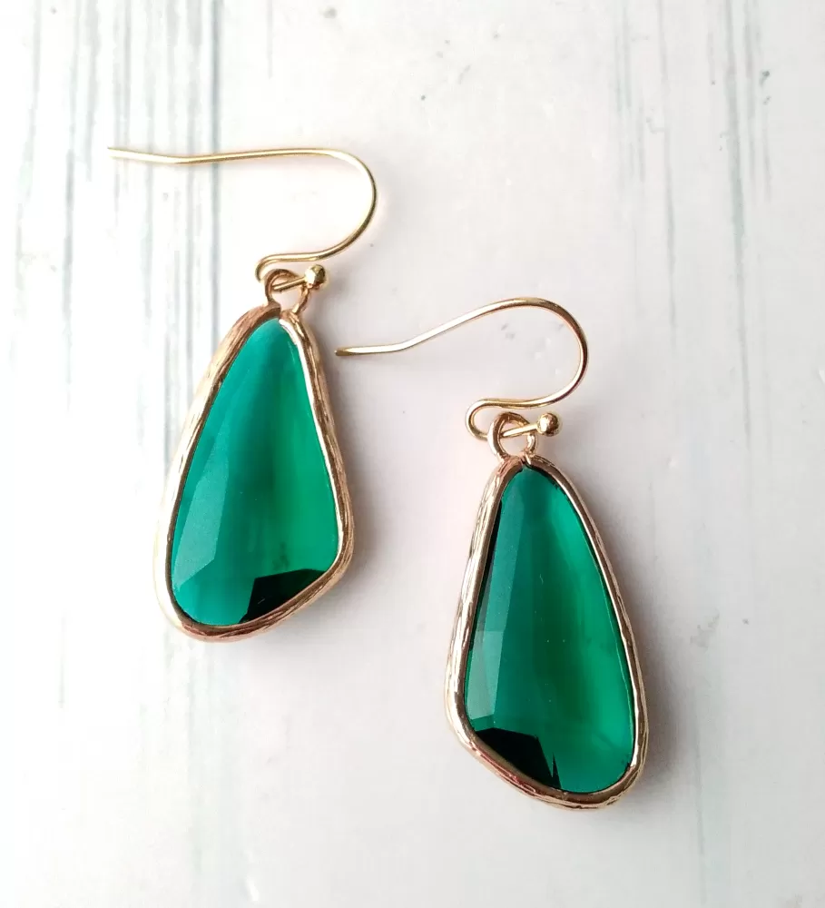 Emerald Green Cubic Zirconia Single Drop Earrings