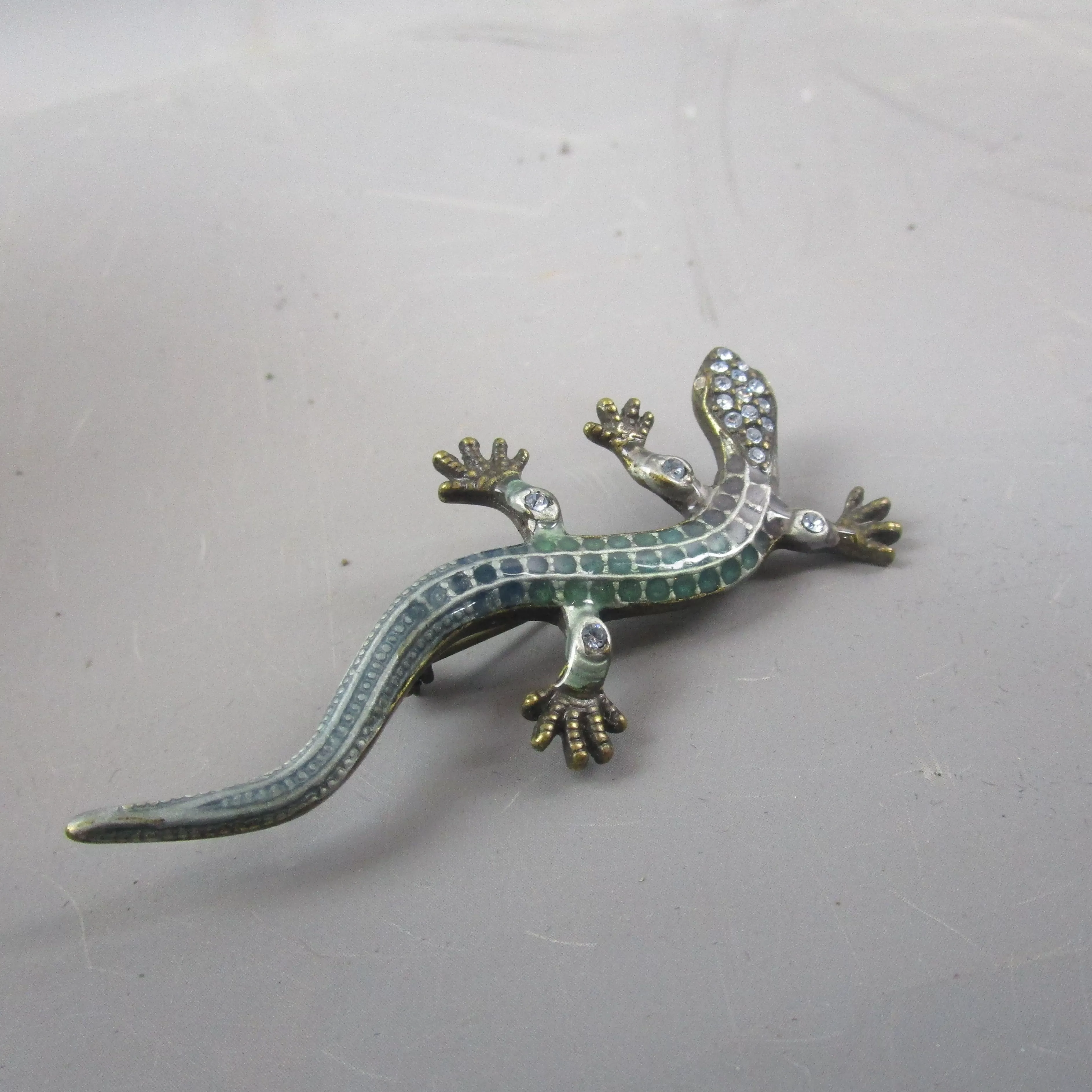 Enamelled Lizard Brooch Vintage Mid Century Modern c1960