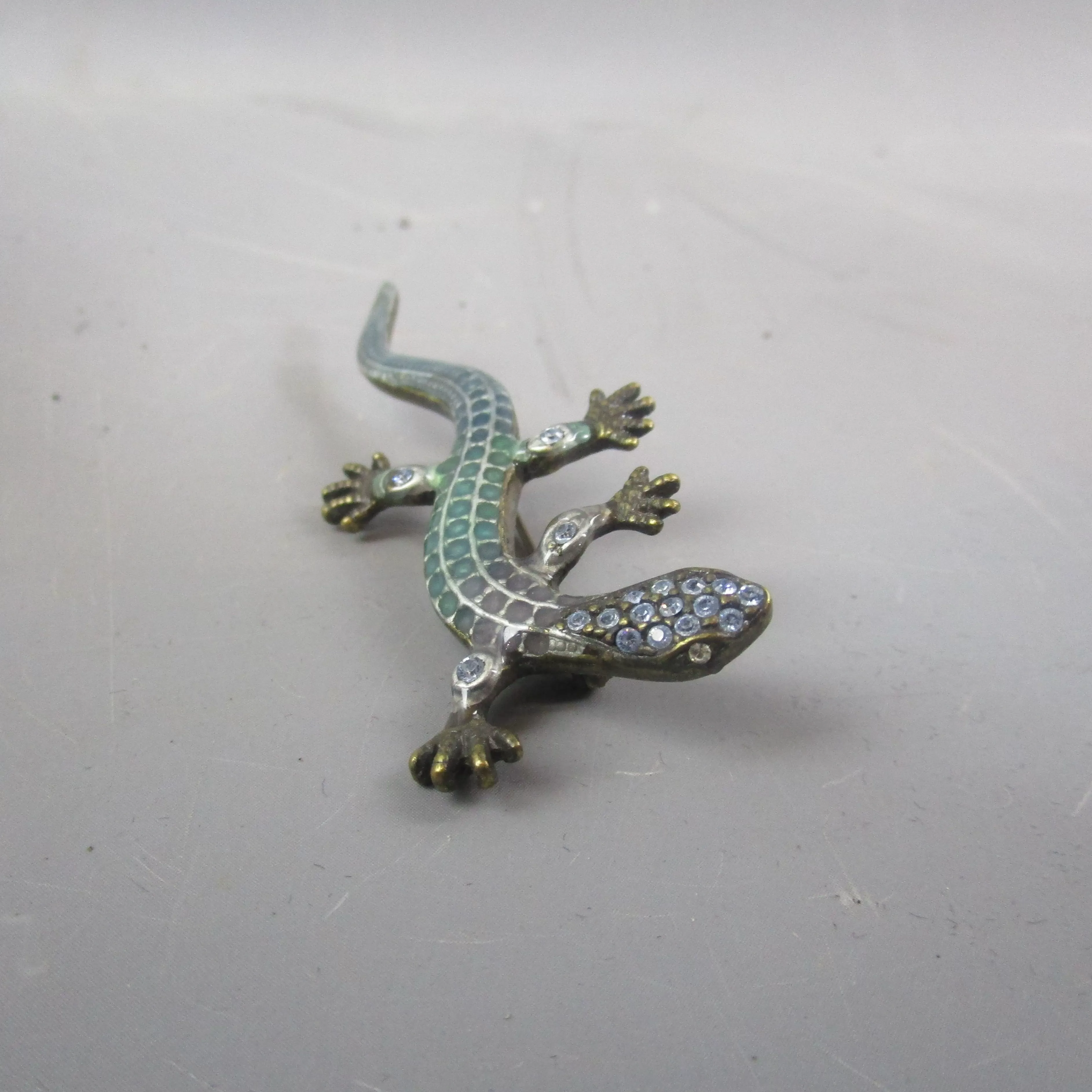 Enamelled Lizard Brooch Vintage Mid Century Modern c1960