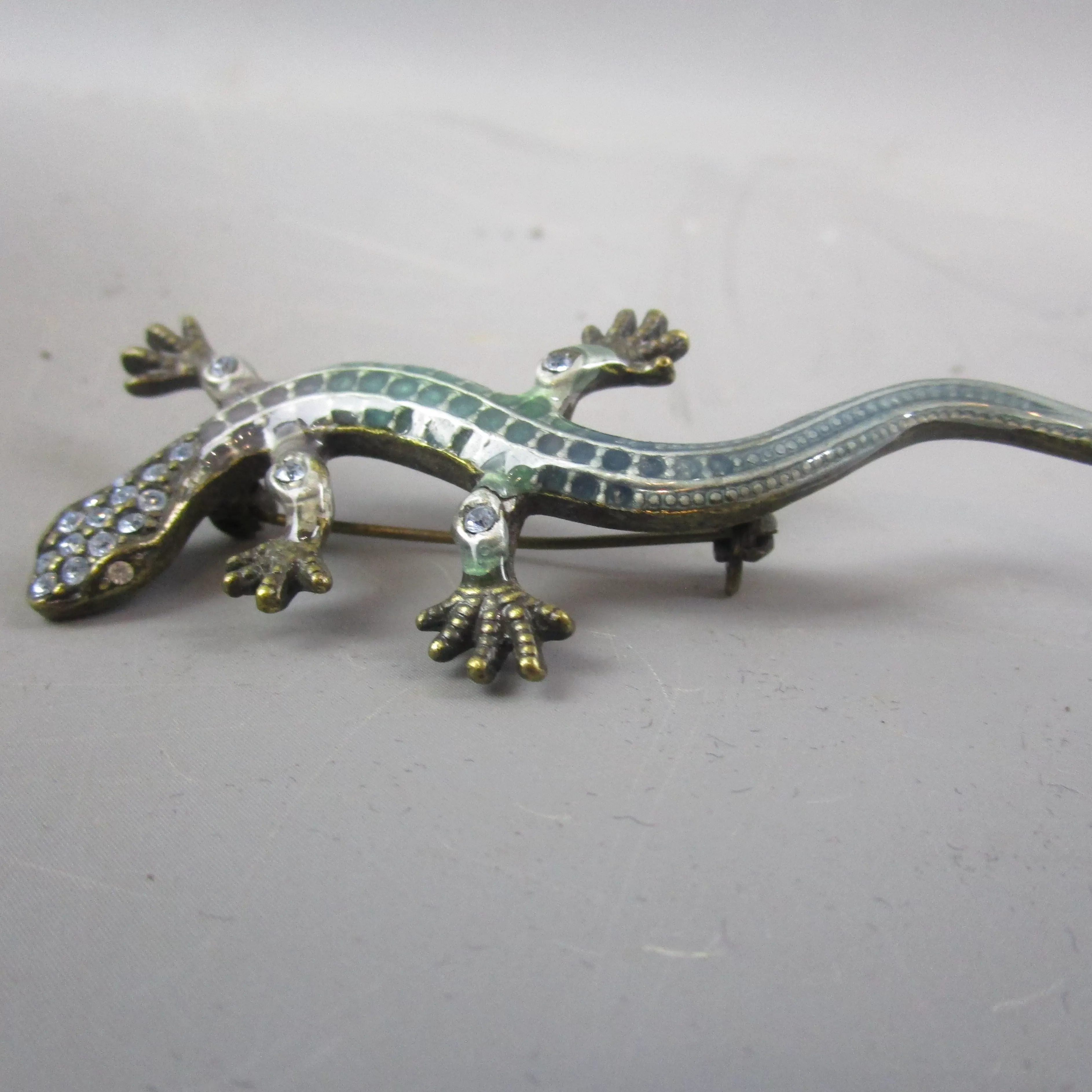 Enamelled Lizard Brooch Vintage Mid Century Modern c1960